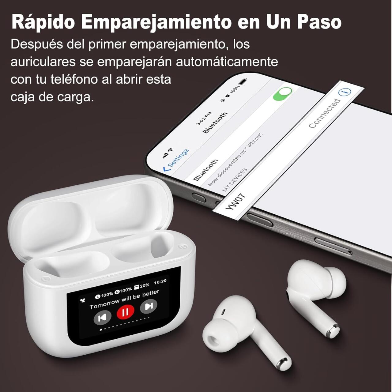 Auriculares Bluetooth 5,4 con Pantalla Táctil